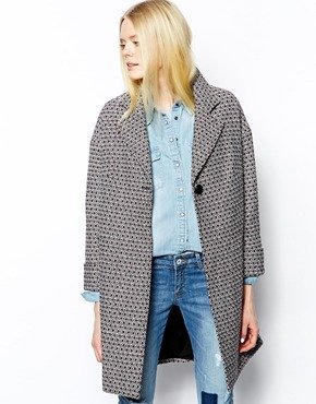 Helene Berman Single Button Swing Coat in Mixed Wool