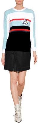Iceberg Fleece Wool Pleated Side Mini-Skirt in Black