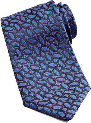 Charvet Geometric-Print Silk Tie, Blue/Pink