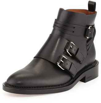Givenchy Monk-Strap Calfskin Ankle Boot, Black