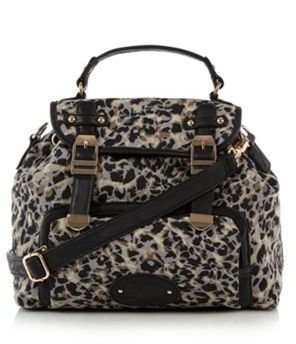 House of Holland Designer grey leopard camouflage backpack bag