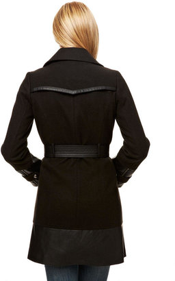 XOXO Faux Leather Detailed Military Coat