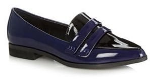 House of Holland Designer navy two tone patent loafers