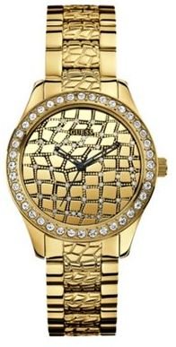 GUESS Ladies gold bracelet watch with textured dial