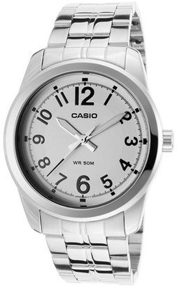 Casio Men's Enticer Silver-Tone Steel White-Tone Dial
