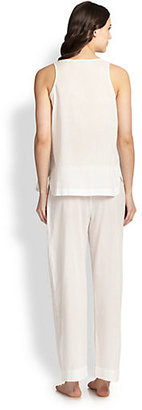 Oscar de la Renta Sleepwear Lace-Trimmed Cotton Pajamas