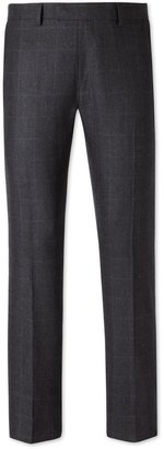 Charles Tyrwhitt Charcoal lilac windowpane Saxony slim fit suit pants