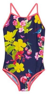 Ted Baker Girls navy floral swimming costume