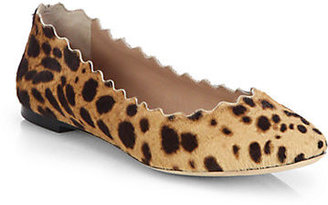 Chloé Leopard-Print Calf Hair Ballet Flats