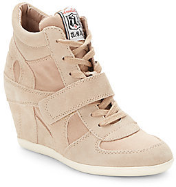 Ash Bowie Suede & Canvas Wedge Sneakers