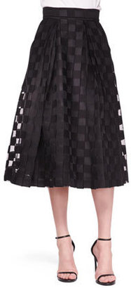 Milly Sheer-Block Full Midi Skirt
