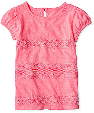Arizona Short-Sleeve Lace Striped Tee - Girls 12m-6y