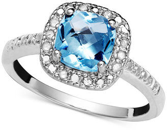 Victoria Townsend Blue Topaz (1-3/8 ct. t.w) and Diamond (1/10 ct. t.w.) Ring in Sterling Silver