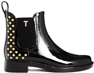 Ted Baker Liddied Studded Black Rubber Ankle Boots