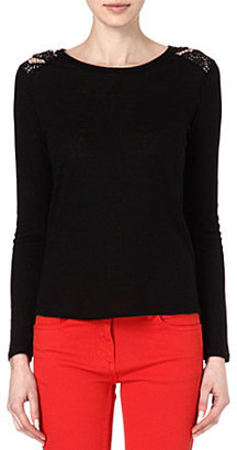 Sandro Taboul lace and mesh pullover