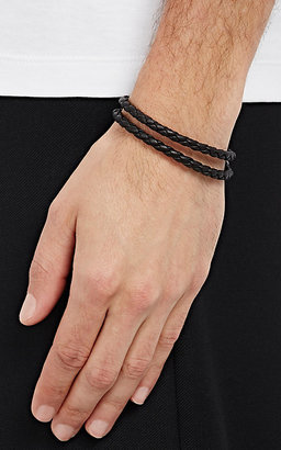 Tod's Men's Braided Leather Double-Wrap Bracelet-DARK BROWN, BROWN