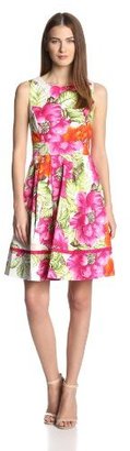 Eliza J Women's Sleeveless Floral Printed Fit-And-Flare Dress