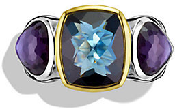 David Yurman Ultramarine Three-Stone Ring with Hampton Blue Topaz, Black Orchid, and Gold