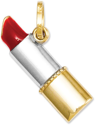 Macy's 14k Gold and Sterling Silver Charm, Red Lipstick Charm