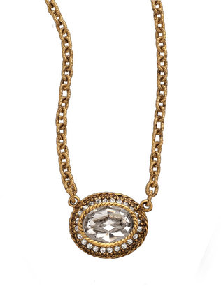 Elizabeth Cole Crystal Oval Pendant Necklace