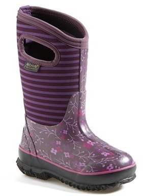 Bogs Girl's 'Classic - Flower Stripe' Waterproof Boot