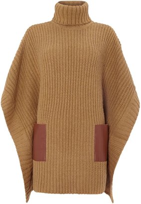 Michael Kors Poncho with leather pocket detail
