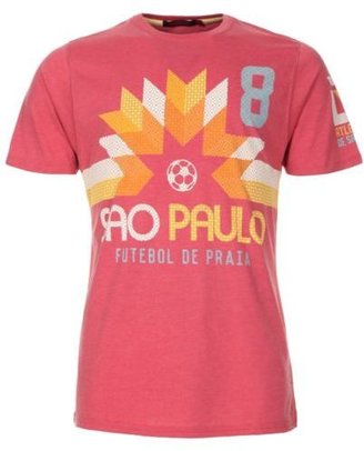 Ringspun Mens Gents Red Sao Paulo Print Crew Neck Casual Fit T-Shirt Tee Top New
