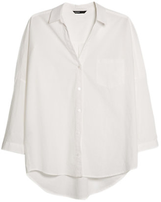 MANGO Oversize Cotton Shirt, White