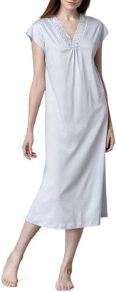 Hanro Moments Cap-Sleeve Gown, Blue Glow