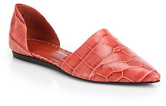 Jenni Kayne Crocodile-Embossed Leather d'Orsay Flats