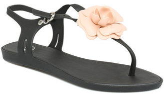 mel Womens Special Black Nude Flower Sandals Black