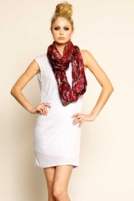 Tolani Floral Infinity Scarf in Wine