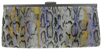 Rachel Roy NEW Multi Canvas Snake Print Frame Clutch Handbag Large BHFO