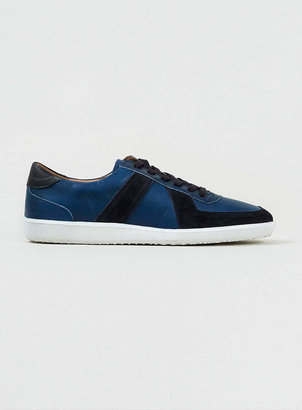 Topman Navy Leather Tennis Trainers*