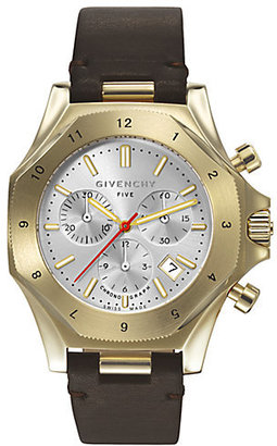 Givenchy Five Pale-Gold Plated Stainless Steel Chronograph Watch