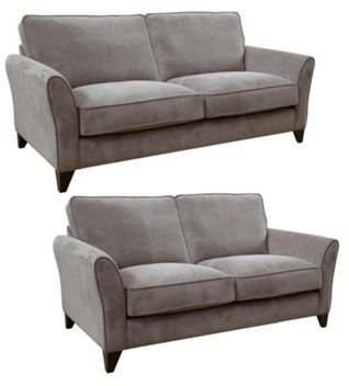 Debenhams Set of large and medium grey 'Fyfield' sofas with dark wood feet