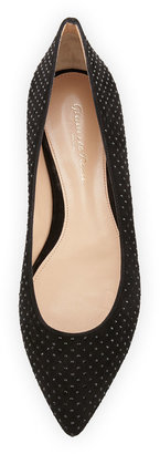 Gianvito Rossi Suede Crystal-Studded Ballerina Flat