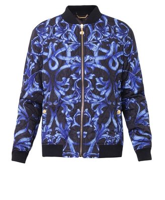 Versace Baroque-print quilted bomber jacket