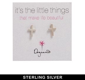 Dogeared Sterling Silver Simple Cross Stud Earrings - Silver