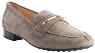 Tod's dark grey suede penny strap loafers