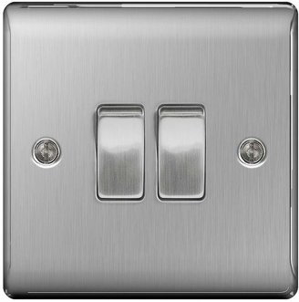 Equipment British General Brushed Steel 2G Plate Switch