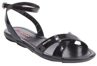 Prada black leather anklestrap sandals