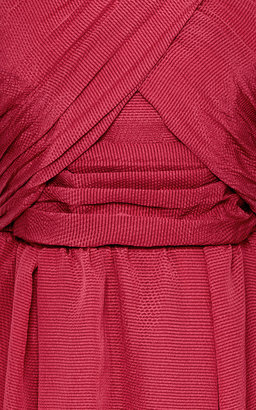 Carven Cross-Front Textured Silk-Blend Dress