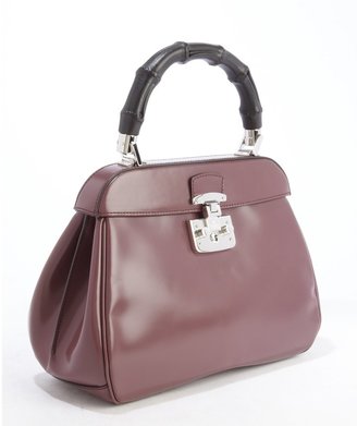 Gucci Grape Patent Leather Bamboo Handle Satchel