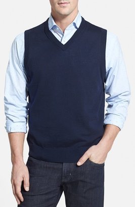 Thomas Dean Merino Wool V-Neck Sweater Vest