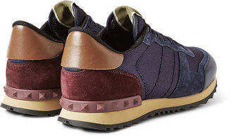 Valentino Suede and Leather-Trimmed Mesh Sneakers