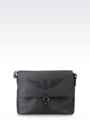 Armani Jeans Messenger Bag In Faux Leather With Logo