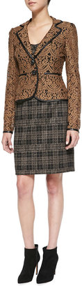 Nanette Lepore Sleuth Plaid Leather-Waist Skirt