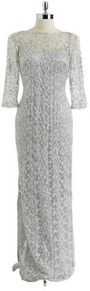 Kay Unger Three Quarter Sleeved Lace Dress