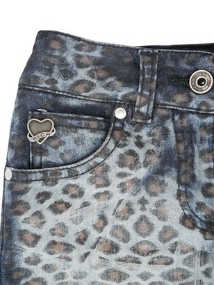 Leopard Printed Denim Skirt